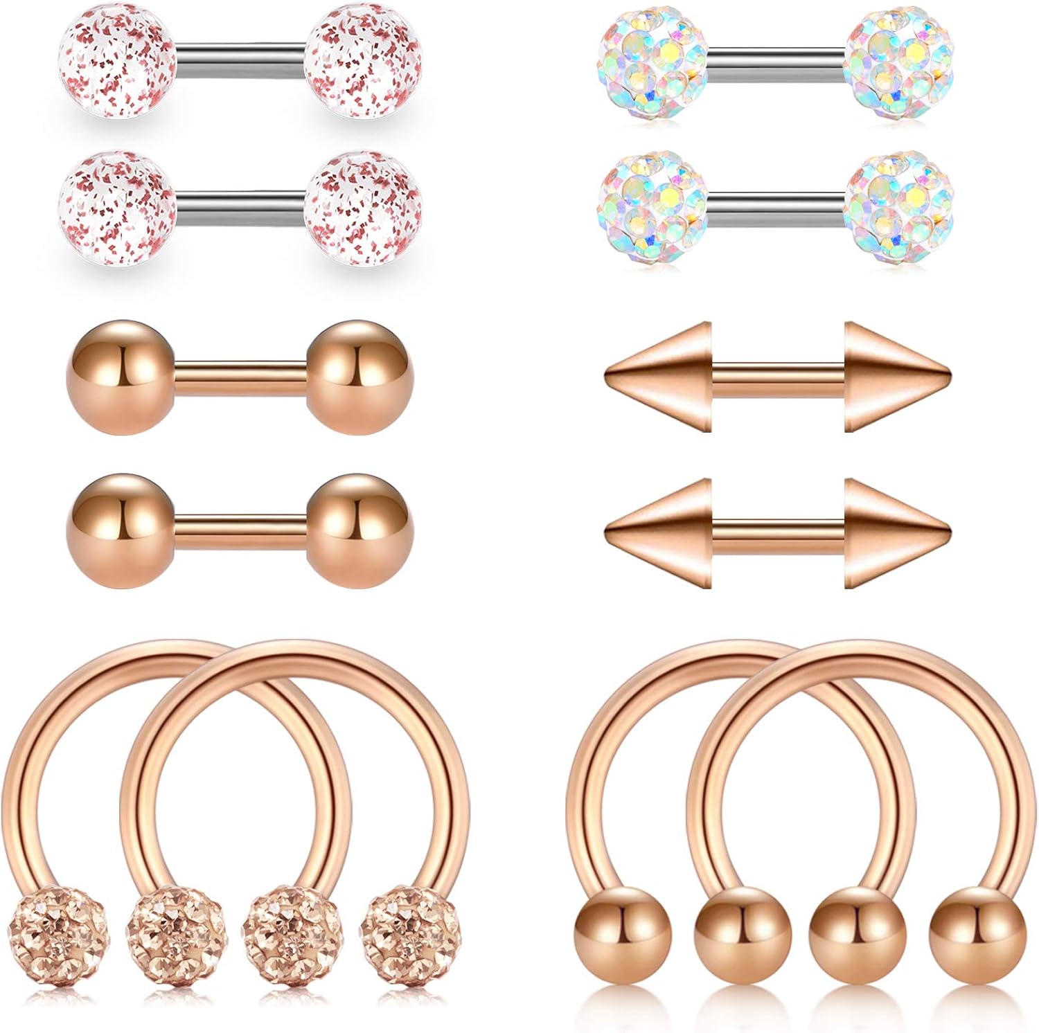 3 Pezzi Piercing Labret In Titanio - Senza Filettatura - 16G Con CZ - Per Labbra, Trago, Elice - Foto 11