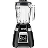 Waring Commercial BB300 Blade 1 HP Blender Toggle Switch Controls with Pulse feature with 48 oz BPA Free Copolyester Stacking Container, 120V, 5-15 Phase Plug ,Black
