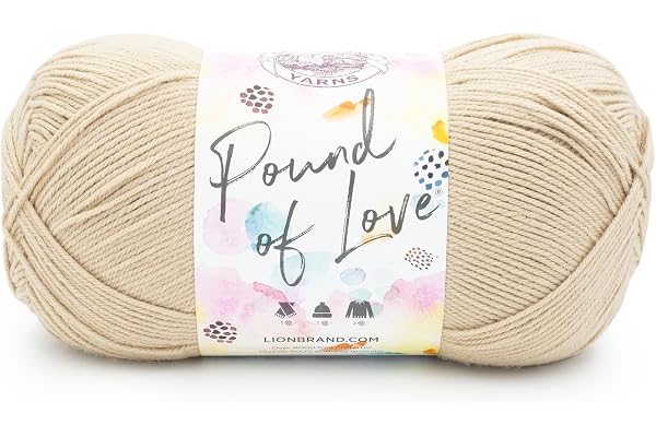 Lion Brand Yarn, Pound of Love Crochet Yarn, Sugar Cookie, Brown, 1 Pack | Large Skein Everyday Basic 100% Acrylic Worsted Weight Knit Fiber for Baby Blankets, Classic Afghans, Sweaters, Scarf Sets