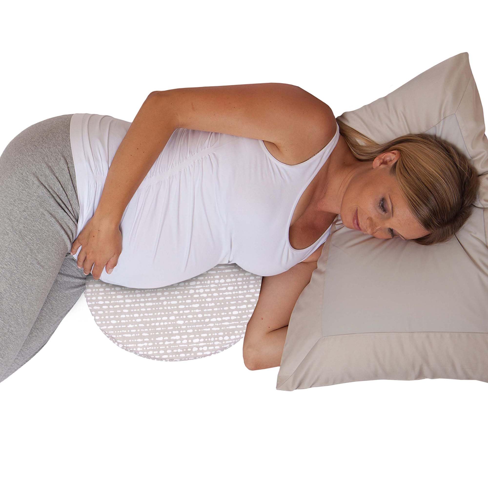 Photo 1 of Boppy Wedge Pregnancy Pillow with Washable Organic Cotton Cover - Compact Wedge Maternity Pillow for Back, Knees, Pelvic Floor at Home & Travel - Biscotti Liquid Stripe