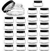 Yarlung 24 Pack 5 Oz Plastic Jars with Lids, Clear Body Scrub Jars Empty Refillable Containers Round Low Profile Samples Jars
