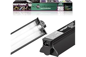REPTISPA T5 HO UVB Lighting Combo Kit, 24W Reptile Light Fixture with Fluorescent Light Bulbs, Tropical 5.0 UVB Light for Reptiles and Amphibians, Basking Light for Bearded Dragon, High Output Natural Light