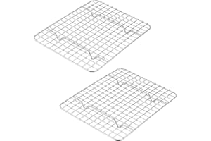 Small Baking Cooling Rack Set of 2, E-far Stainless Steel Toaster Oven Rack for Cooking Roasting Grilling Broiling Meat Bacon
