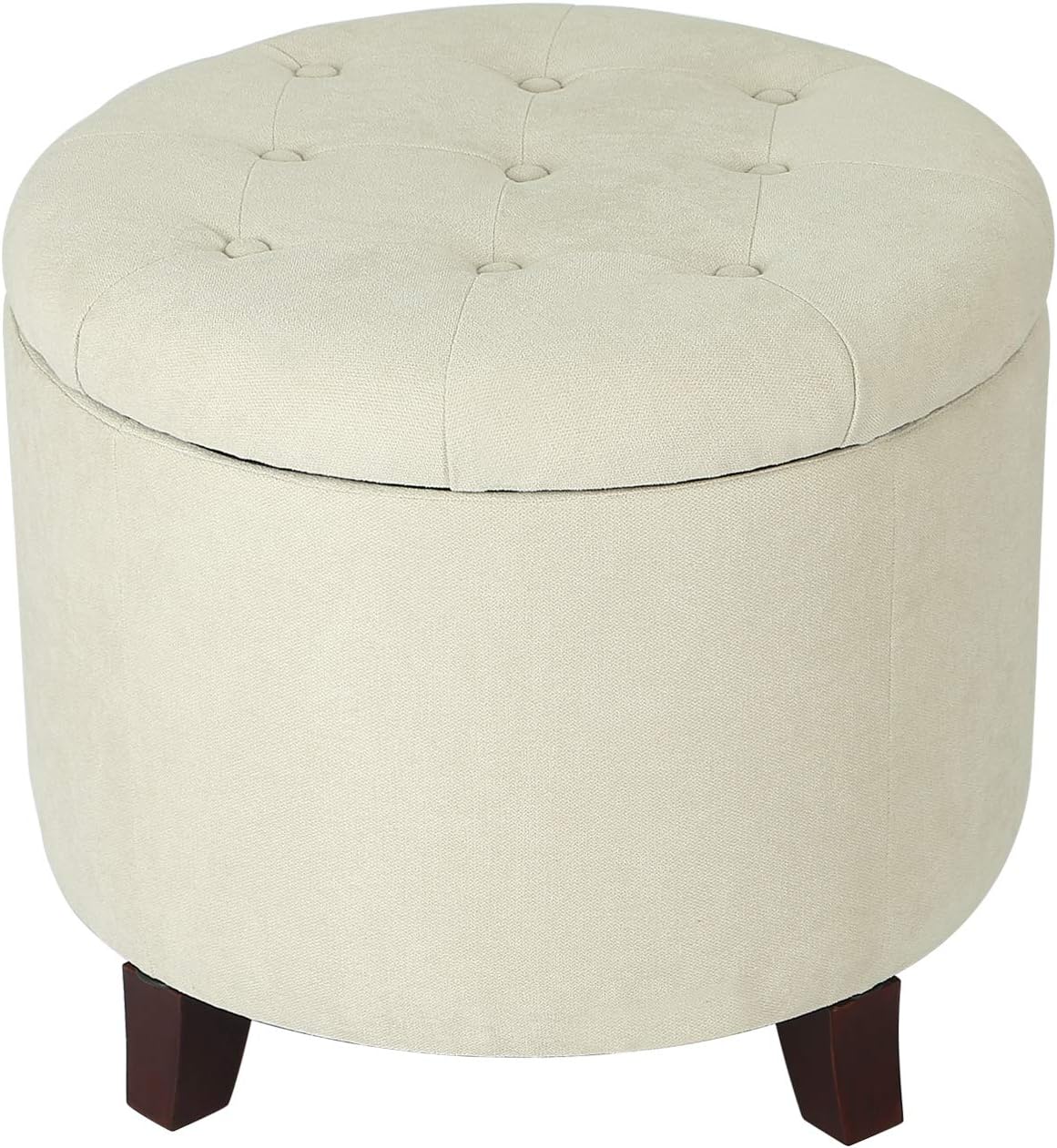 Best round white leather ottoman tufted