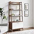 Amazon.com: Modway Bixby Bookshelf Display Case, 33 Inch, Walnut White ...