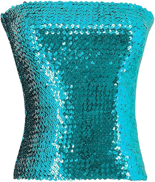 blue sequin bandeau top