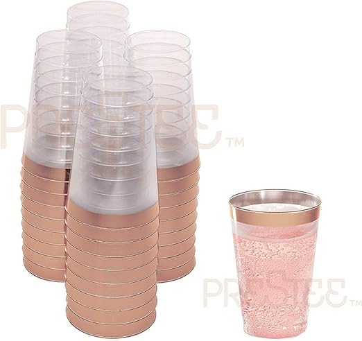 Amazon Com Rose Gold Plastic Cups 12 Oz 50 Pack Hard Clear