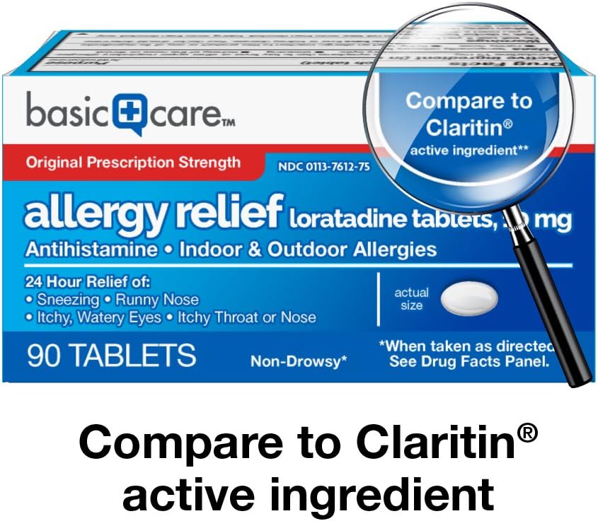  Basic Care Allergy Relief Loratadine Tablets 10 mg, 90 Count: Health & Personal Care