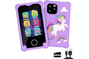 FKATEEN Kids Smart Phone Unicorns Toys for Girls Ages 3-7 with Dual Camera Touchscreen Phone Toys MP3 Music Player for Christmas Birthday Gifts for 3 4 5 6 7 Year Old Girls with 32GB Card