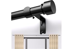 Black Curtain Rod 17 to 152 inch for Window 144 inch, Adjustable Heavy Duty Thick Matte Black Modern Long 12 ft