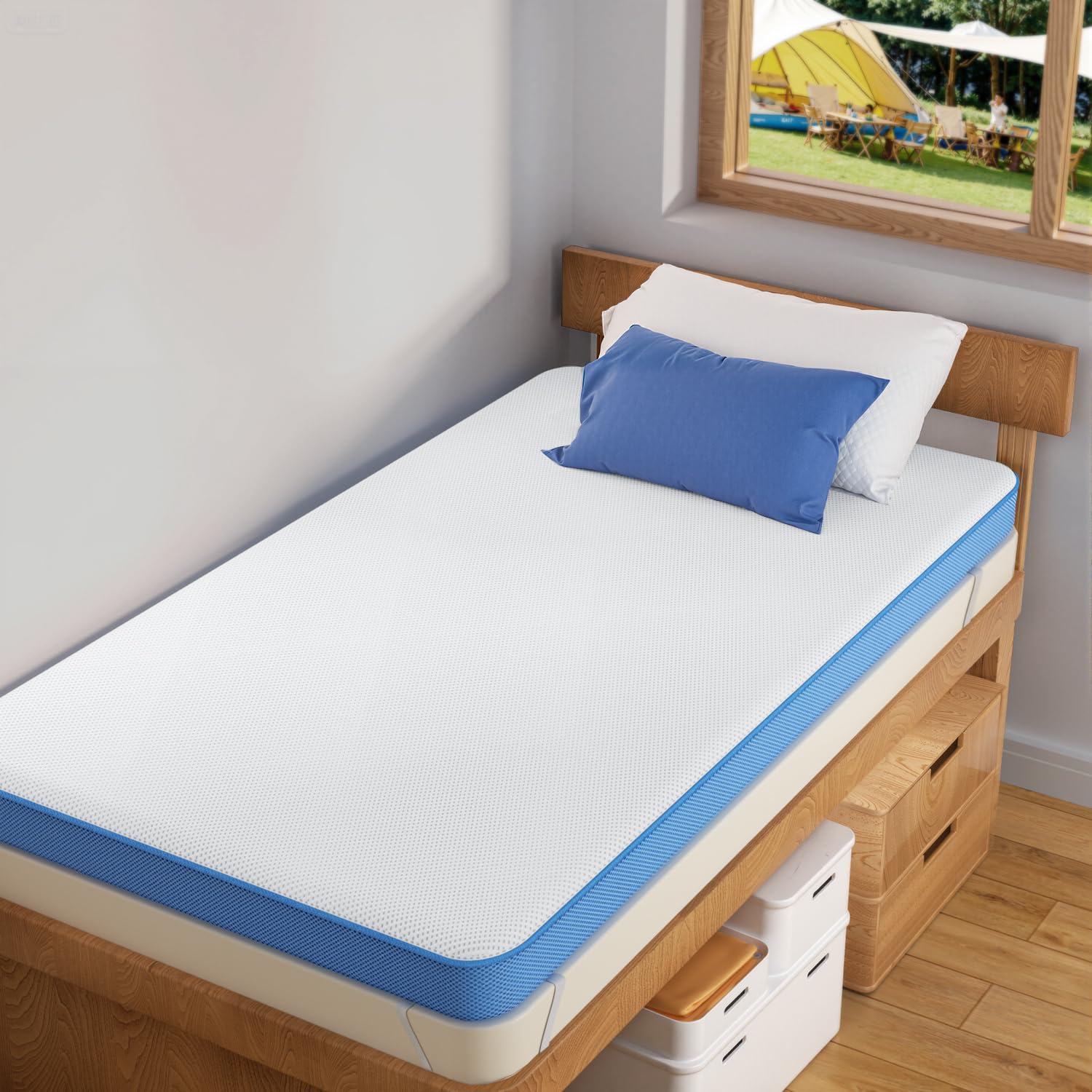 Photo 1 of Grbsy Extra Firm Mattress Topper Twin Size, 3 Inch Firm High Density Memory Foam Bed Topper for Back Pain Relief, Gel Bamboo Charcoal Infused Cooling Mattress, CertiPUR-US Certified, Washable Cover