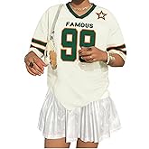 Oversized Jersey Shirts for Women Shirts Y2K Number Graphic Jerseys V Neck Cute Streetwear Tee Tops