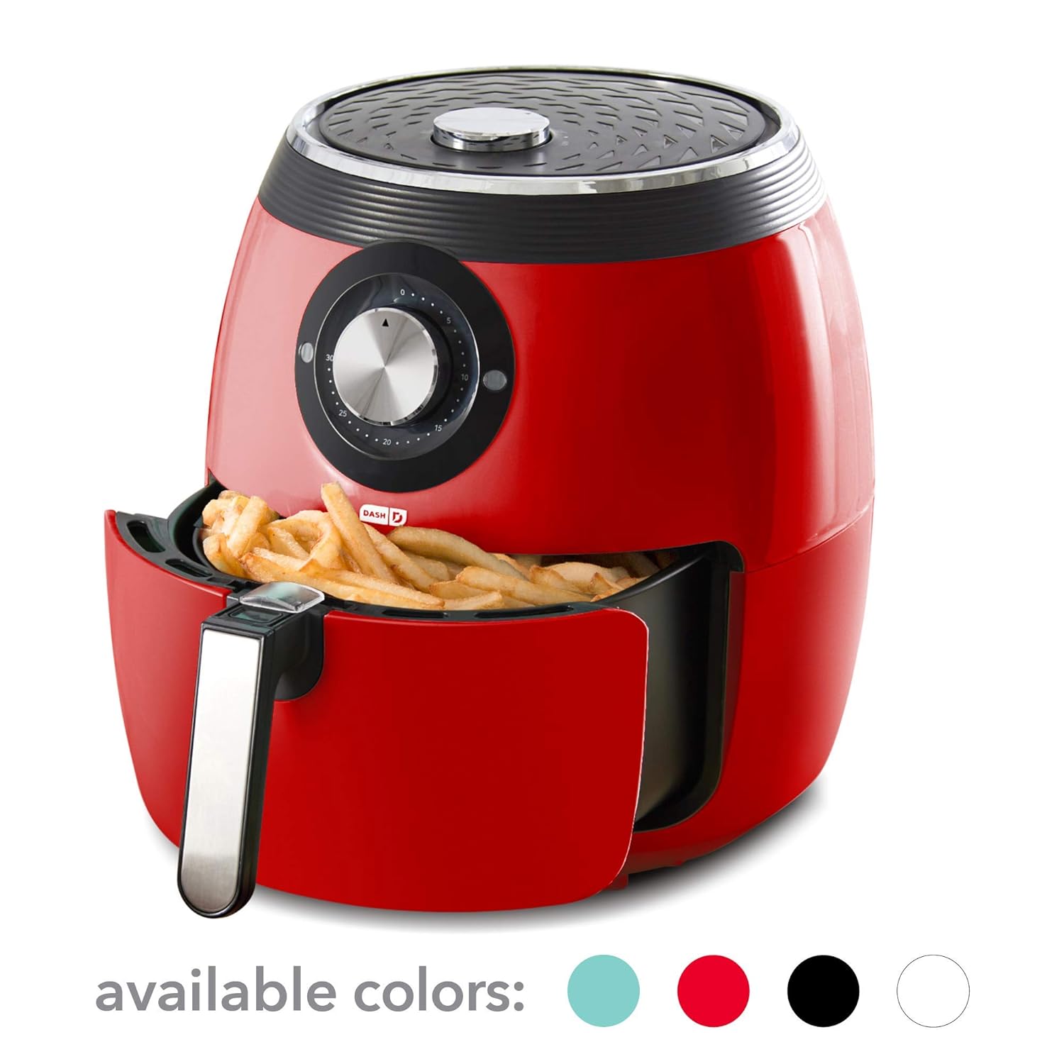 Dash DFAF455GBRD01 Deluxe Electric Air Fryer + Oven Cooker with Temperature Control, Non Stick Fry Basket, Recipe Guide + Auto Shut off Feature 6qt Red (Renewed)