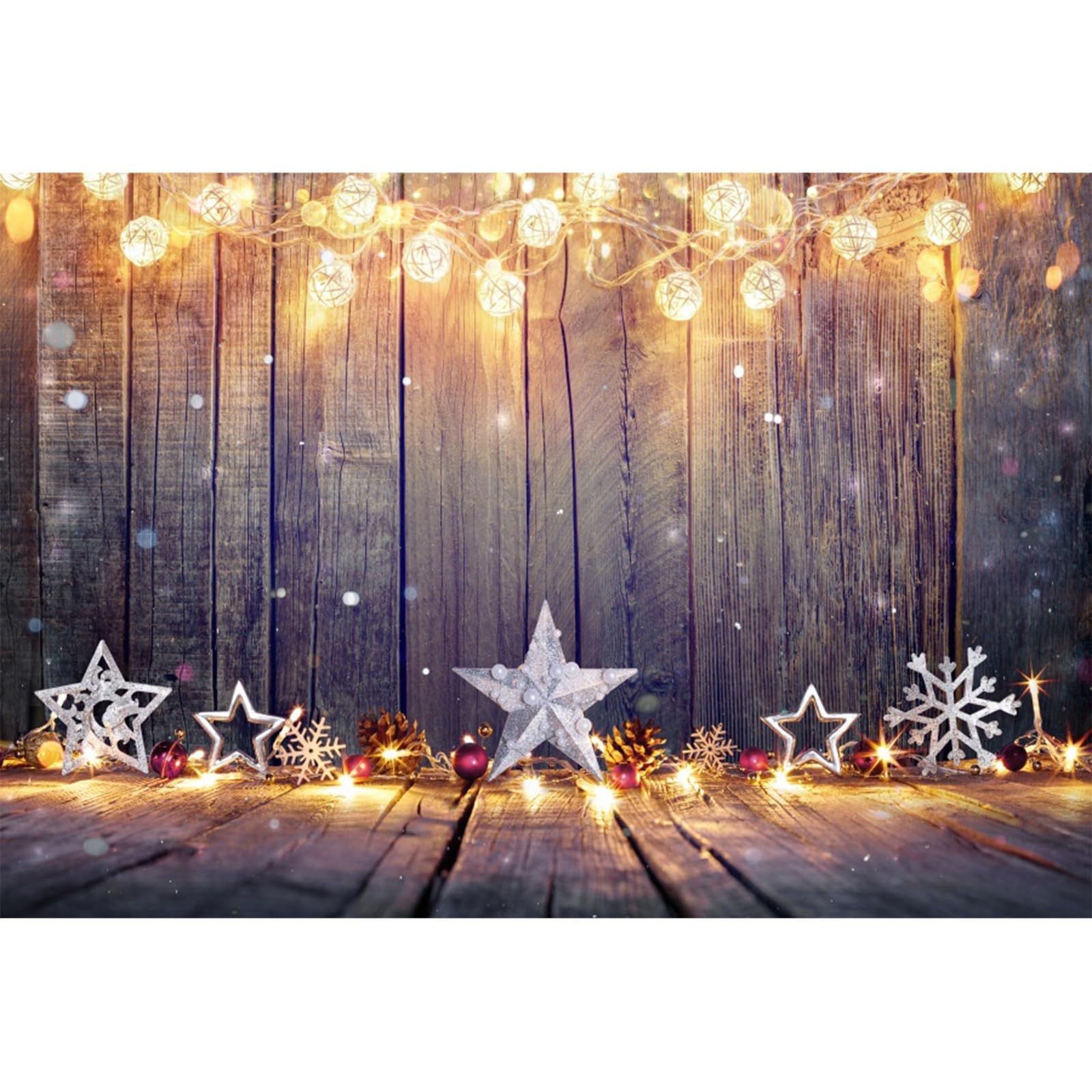 YongFoto 10x8ft Photography Backdrop Christmas Star Snowflakes Wood Plank Xmas Photo Background Backdrops Photography Photo Shoots Party Adults Kids Wedding Personal Portrait Vinyl Photo Studio Props