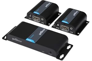 gofanco 130ft 1080p 1x2 2 Port HDMI Extender Splitter Over CAT5e/CAT6/CAT7 ethernet Cable with IR Remote Control, 1 in 2 Out HDMI Distribution Amplifier Up to 40m (130 feet) 1080p 60Hz (HDMIExtSplit)