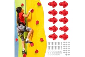 10PCS Rock Climbing Holds,Plastic Comfortable Rock Climbing Stone Rocks Bright Colors Wall Stones with Screw Pad and Nut for 