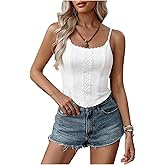 winkbay Women's Lace Crop Top Summer Scoop Neck Spaghetti Strap Camisole Tops Going Out Outfits