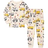 Popshion Boys Pajamas 100% Cotton Planet Pjs Toddler 2 Piece Sleepwear Kids Clothes Set Size 3t -10t