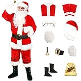 rericonq Santa Suit Men's Santa Claus Costume 10pcs Christmas Santa Outfits for Adults Santa Costume, Santa Coat 2022