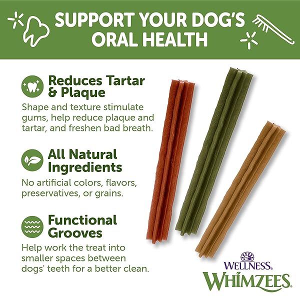 WHIMZEES WELLNESS STIX DOG DENTAL TREATS, NATURAL CHEWS, SMALL SIZE STICK, (28 COUNT)