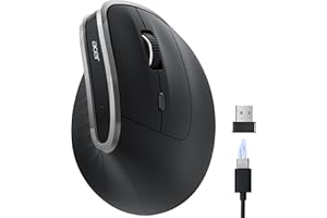 Acer Wireless Ergonomic Mouse, Rechargeable Vertical Mouse, 3 Adjustable DPI 1600/1200/1000, Ergo Mice, 2.4GHz Computer Mouse
