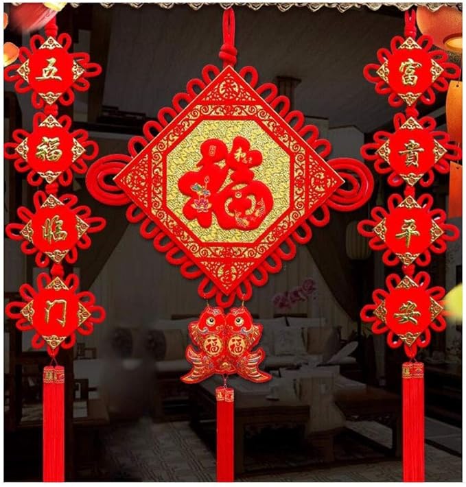 H-ei Chino Nudo Tassel Colgante Conjunto Franela año Nuevo decoración