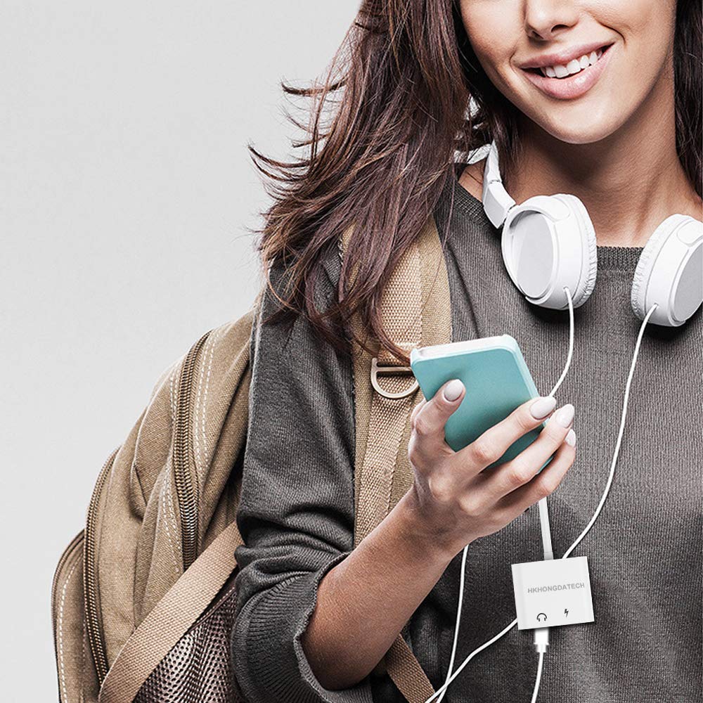 Compatible Adapter & Splitter, Dual Headphone Audio & Charge Adapter，2 in 1 Dual Adapter for Jack Call + Sync + Charging + Music for iPhone X/8/8Plus/7/7Plus