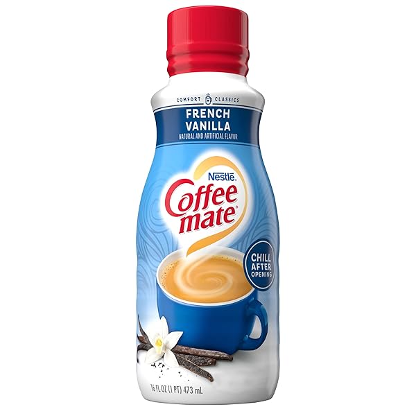 NESTLE COFFEE MATE FRENCH VANILLA COFFEE CREAMER LIQUID FOR WARM RICH FLAVORED COFFEE LACTOSE FREE GLUTEN FREE NON DAIRY CREAMER FOR UP TO 32 CUPS (16 OZ)