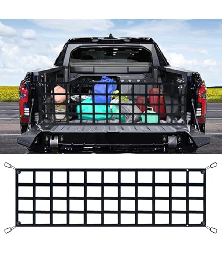 Truck Accessories 60x18 Inch Tailgate Net For Pickup Truck - Heavy Duty Cargo Net With S-Hooks For SUV & Boat Tail Gate Nets