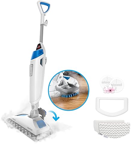 Steam Cleaners, Steam Mops & Accessories - Bissell Power Fresh Steam Mop with Natural Sanitization, Floor Steamer, Tile Cleaner, and Hard Wood Floor Cleaner with Flip-Down Easy Scrubber, 1940A