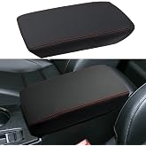 LOCOY Armrest Cover for Honda Civic Accessories 2022 2023 2024 2025 2026 | 11th Gen Civic Arm Rest Box Protective Cover, Middle Console Pad, Center Console Armrest Lid Leather Cover (Red Stitches)