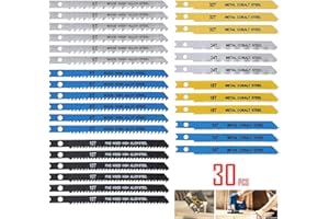 30 Pcs U-Shank Jigsaw Blade Set for Wood,Plastic and Metal Cutting,Fast Cut Down Jigsaw Blade Compatible with SKIL Black and 