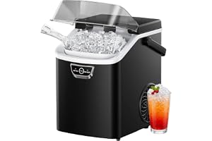 EUHOMY Nugget Ice Maker Countertop with Handle, Ready in 4 Mins, Max 40lbs/24H, Chewable Ice, Self-Cleaning, Portable Sonic Ice Maker with Basket and Scoop, for Home/Party/RV/Camping (Black)