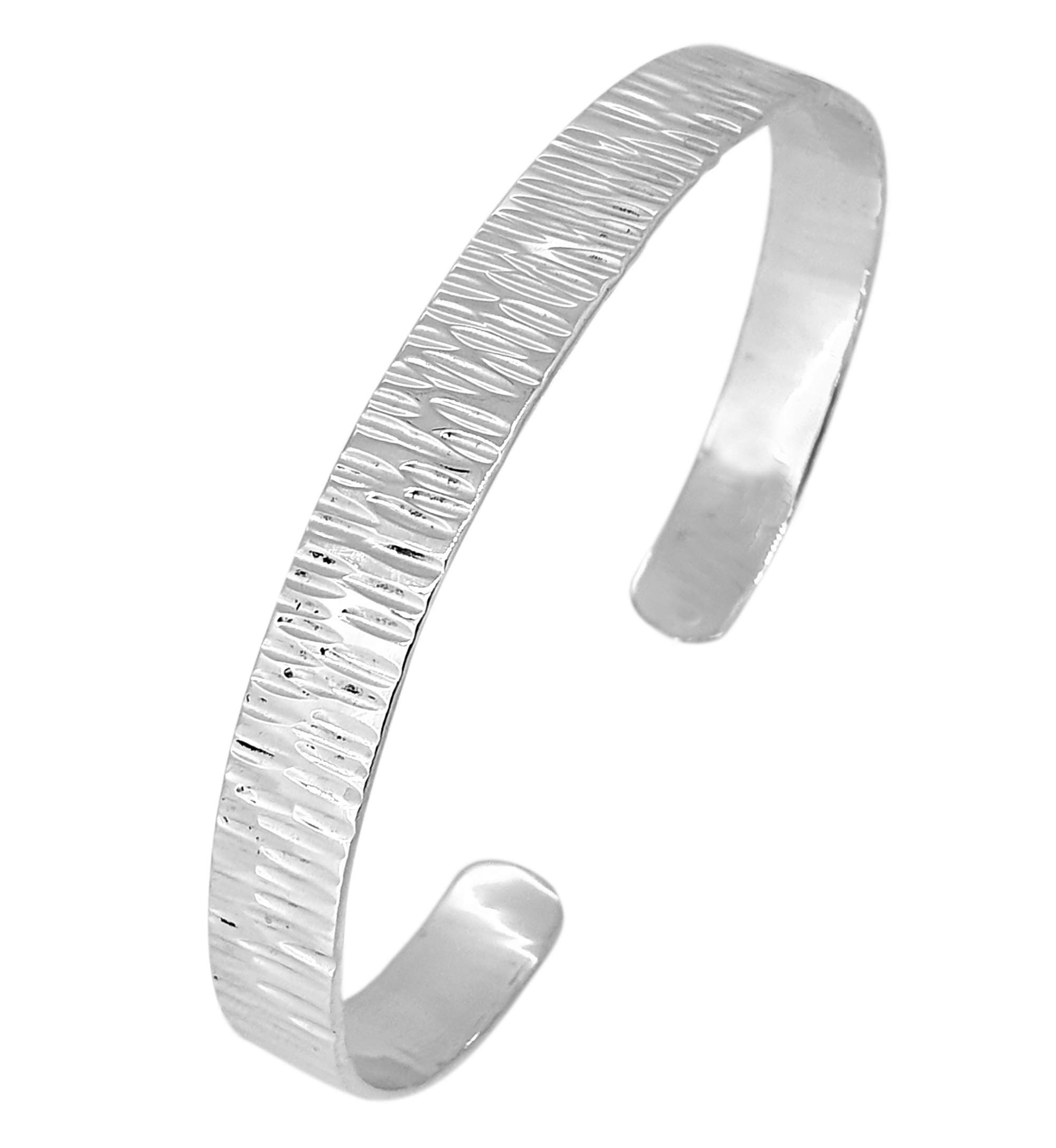 Treasure Bay 7mm 925 Sterling Silver Cuff Bangle Bracelet Hammered Design