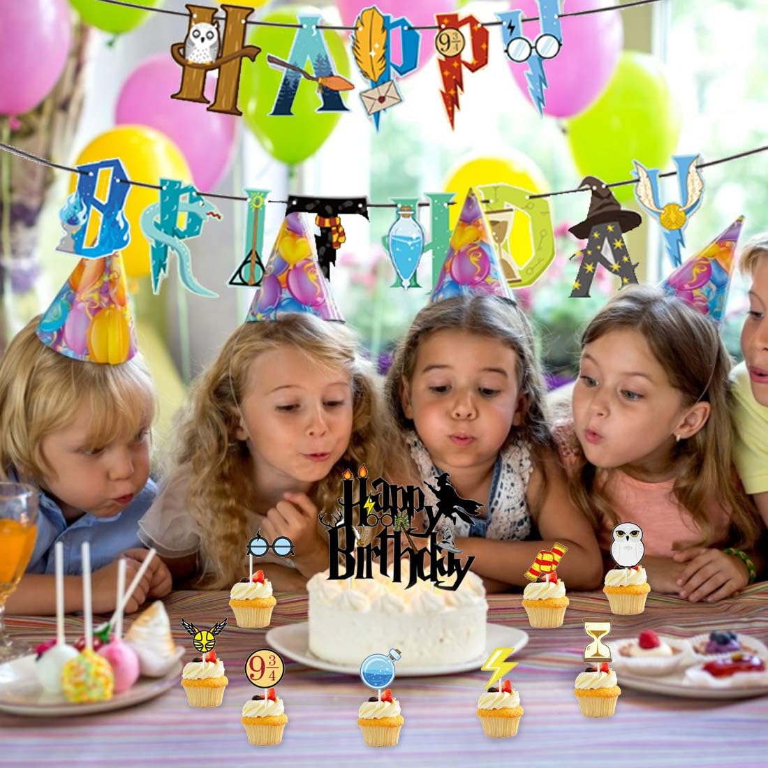 Zswq Magicien Articles De Fete Decoration Harry Potter Gateau Topper Danniversaire Happy Birthday Banniere Pour Joyeux Anniversaire Wizard School Decorations De Fete A Theme Loisirs Creatifs Decorations De Gateau Centroarco Com
