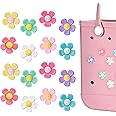 Ella & Emma 16Pcs Flower Charm Accessory for Bogg Bags and Simply Southern Totes, Decorative Accessories to Customize Your Beach Tote Bag (16pc Rainbow Flowers)