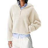 Xaspee Women's Fleece Hoodies Pullover Half Zip Long Sleeve Fuzzy Sherpa Hooded Sweatshirt Casual Trendy with Pockets