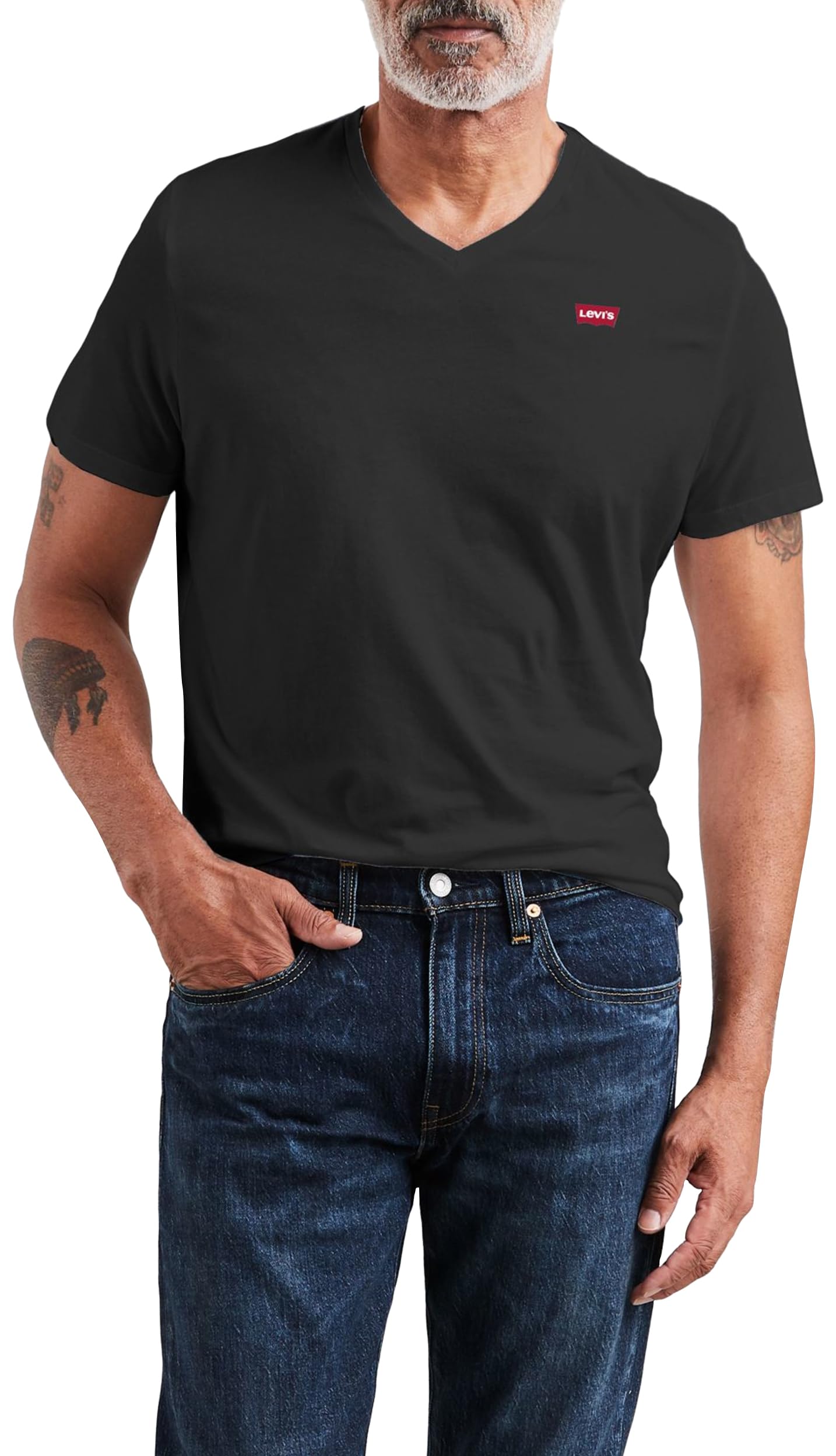 Levi's Herren Original Housemark V-Neck T-Shirt, Mineral Black, XXL 2