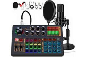COFELIFE Podcast Equipment Bundle, 48V Condenser Microphone Bundle with 3 Custom Sound Effect Buttons, Podcast Microphone Recording Studio Package for Podcasting Live Streaming Singing PC Mobile TikTok YouTube