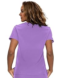 floralhue Scrub Tops for Women, Curved V-Neck Scrub