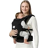 MISSWISDOM Baby Carrier Newborn to Toddler, Easy Adjustable Toddler Carrier for 7-30lbs, Baby Holder Wrap Carrier, Breathable Mesh Fabric Infant Kangaroo Hip Carriers with Lumbar Support, Black