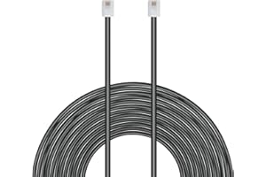 Uvital 33 Feet Telephone Landline Extension Cord Cable Line Wire with Standard RJ-11 6P4C Plugs(10M,1Pack) (Black)