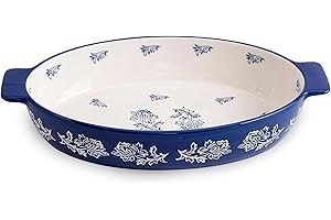 Wisenvoy Casserole Dish Baking Dish Ceramic Au Gratin Baking Dish Lasagna Pan Oval Casserole Dishes for Oven