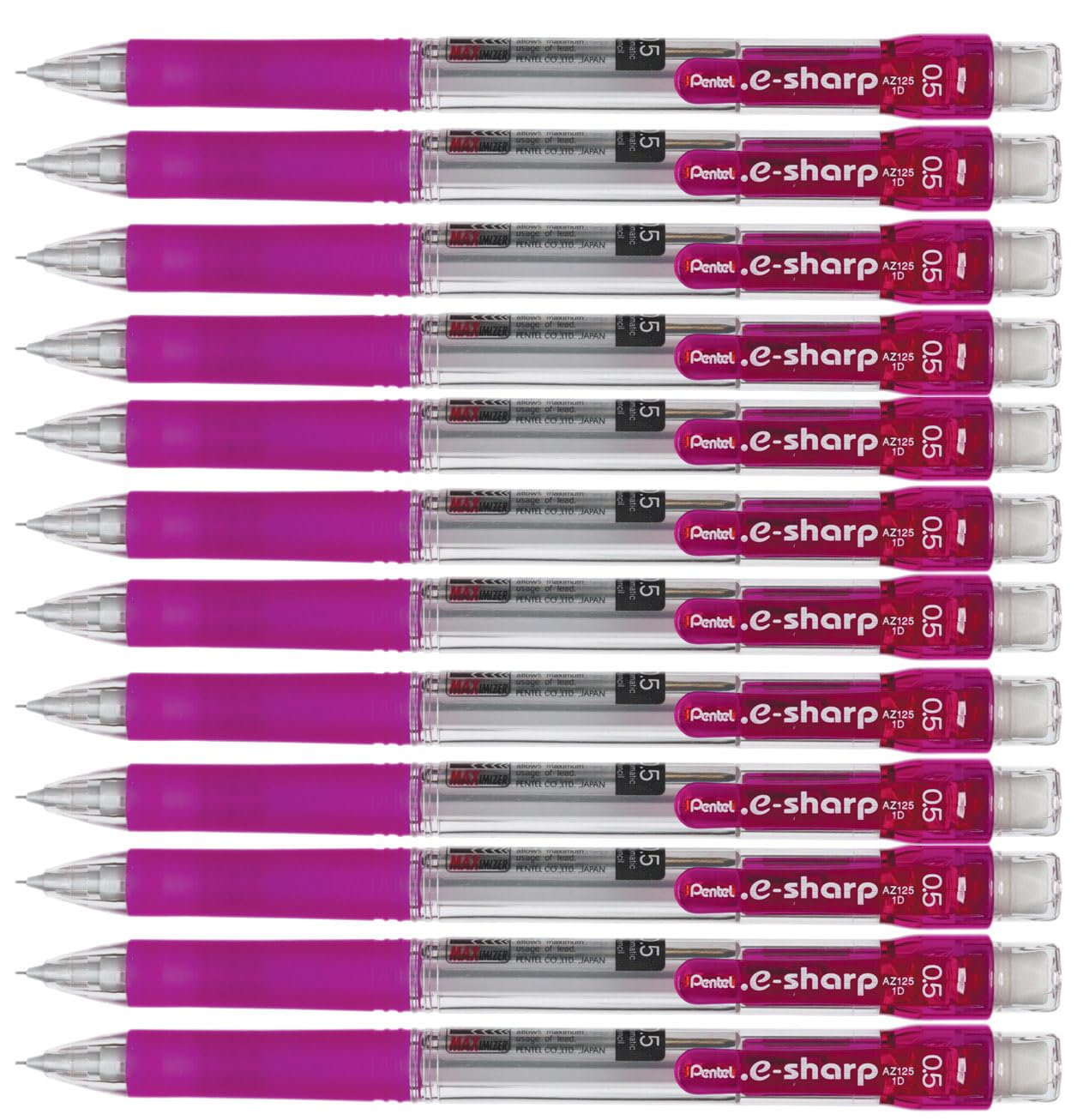 Pentel AZ125 e-Sharp Mechanical Pencil, 0.5mm HB Lead - Pink (Pack of 12)