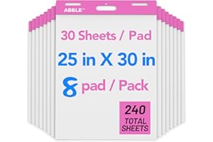 ABBLE Super Sticky Easel Pad, 25 x 30 Inches, 30 Sheets/Pad, 8 Pads/Pack (PinK), Large Self Stick Flip Chart Paper for Whiteboards, Premium White Chart Paper for Teachers, Office, and Classroom Supplies