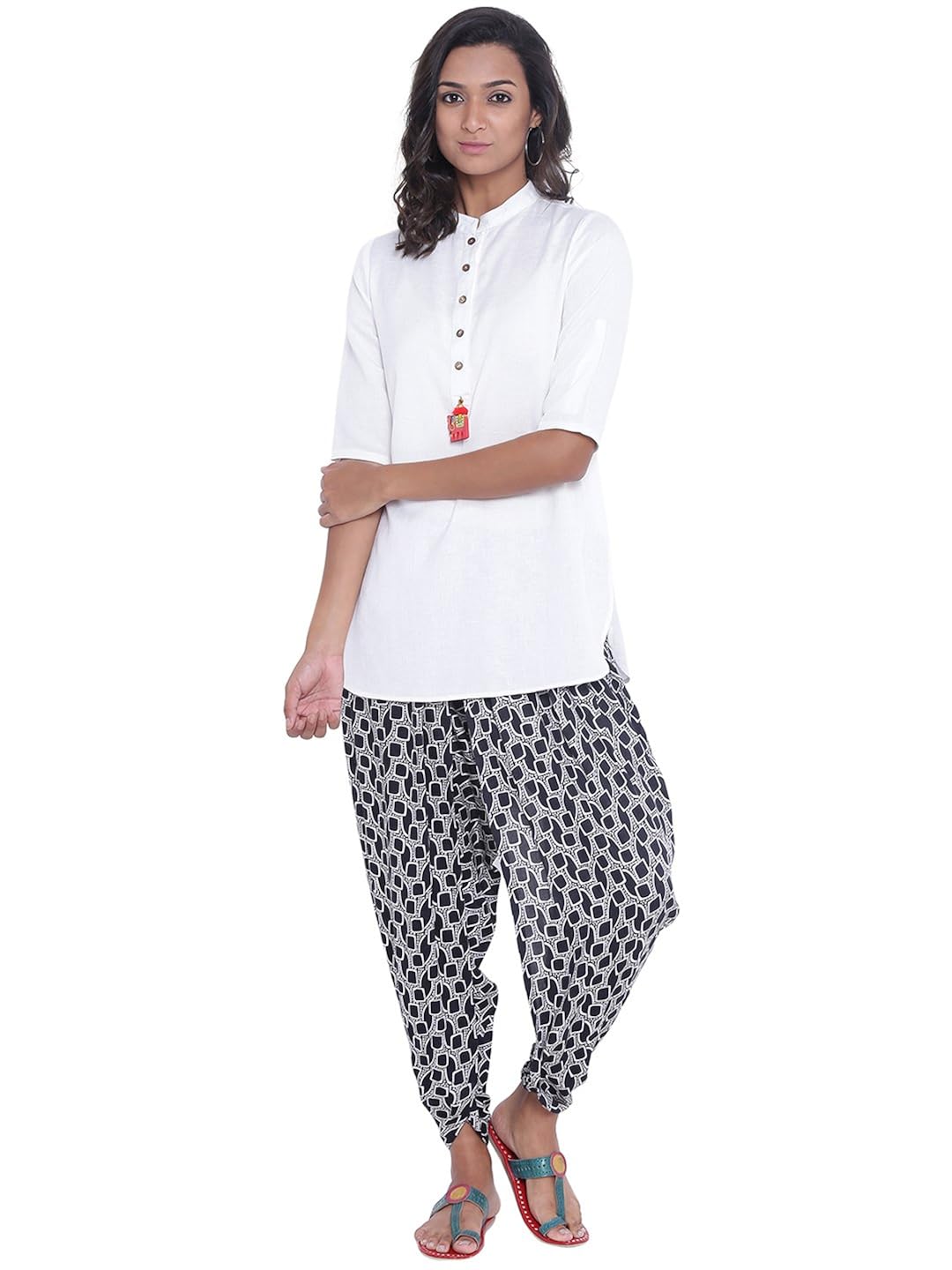 9rasa women cotton viscose printed dhoti pants