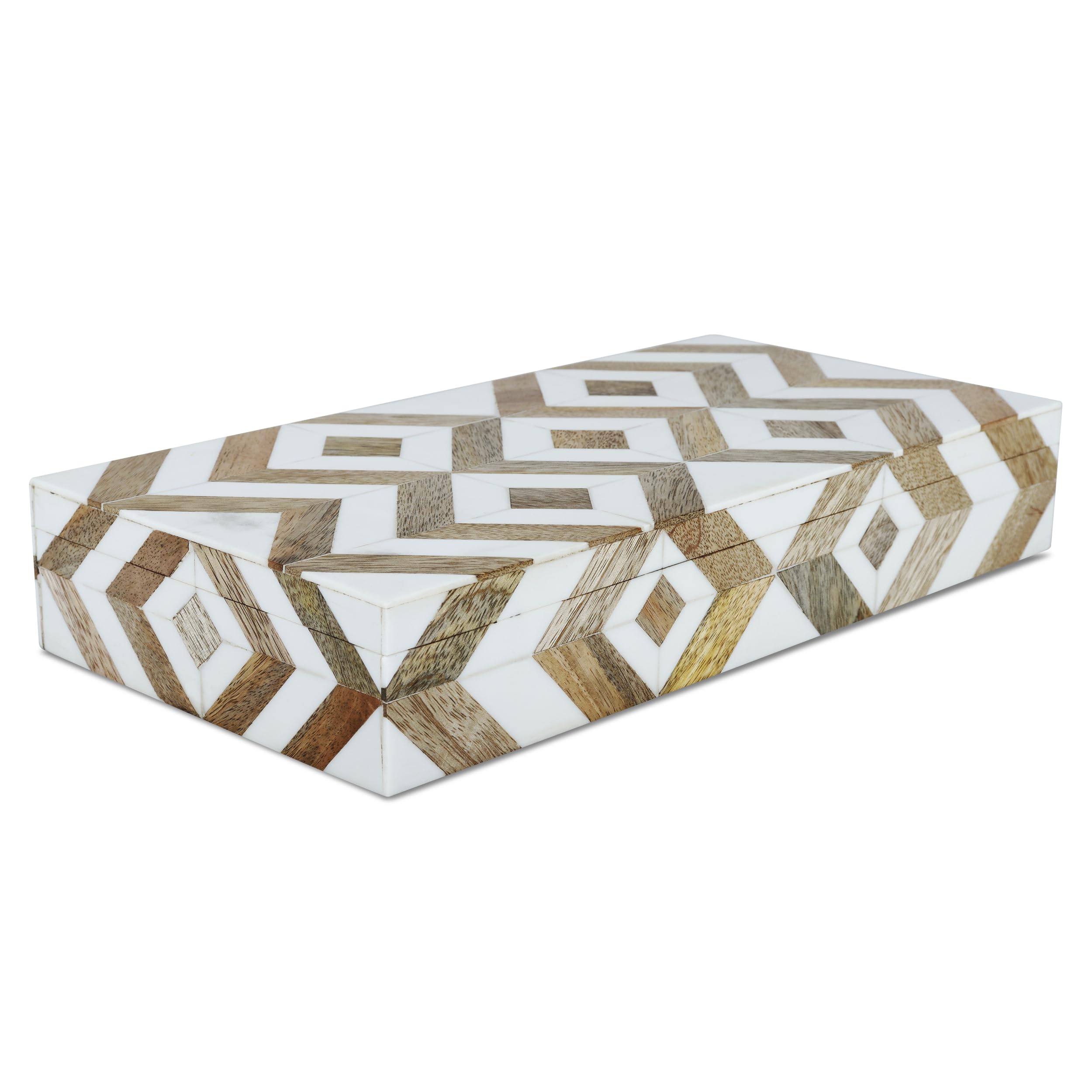 Handicrafts Home Large Decorative Storage Box with Lid Wooden Decorative Box Coffee Table Storage Box Living Room Organizer, Resin Inlay Marquet Array Collection - 12x6x2 Inch โ image 1