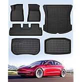 TAPTES for Tesla Model 3 Floor Mats 2020 2019 2018 2017, 6 PCS All Weather Floor Mats Trunk Rear Cargo Liners for Model 3 Accessories 2017-2020 (Before June 2020)
