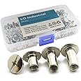 LQ Industrial 75 Sets Silver M5 Chicago Screw Assorted Kit Slotted Phillip Head Binding Screws Rivet Assembly Bolt Nail Rivet for Book Binding DIY Leather Craft M5x6 M5x10 M5x12