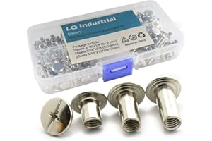 LQ Industrial 75 Sets Silver M5 Chicago Screw Assorted Kit Slotted Phillip Head Binding Screws Rivet Assembly Bolt Nail Rivet for Book Binding DIY Leather Craft M5x6 M5x10 M5x12